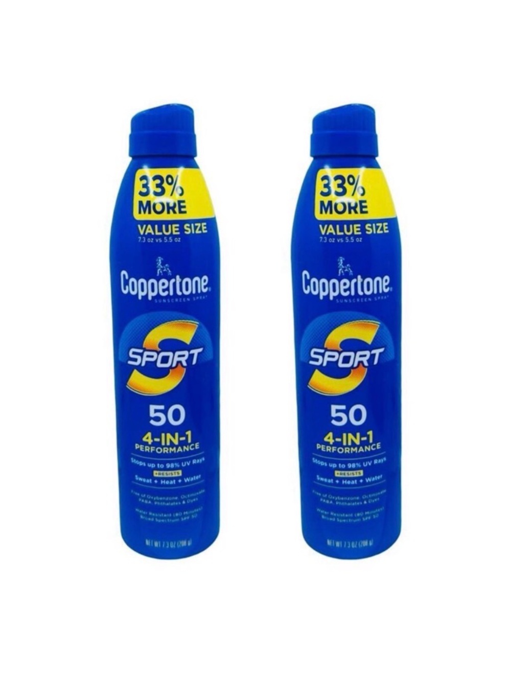 Coppertone Sport SPF 50 4-in-1 Performance Sunscreen Spray - 2 Ct - Value Size